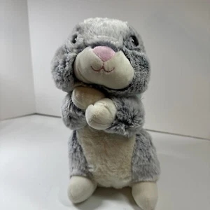 Easter Plush Standing Bunny Rabbit Stuffed Animal 10 inches Gray and White New - Picture 1 of 9