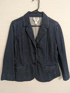 Talbots Denim Jacket Stretch 12 blue 2 button 3/4 dark wash - Picture 1 of 8