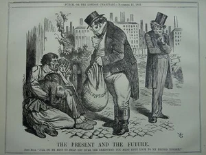 1862 Antique Victorian Print USA AMERICAN CIVIL WAR - THE PRESENT AND THE FUTURE - Picture 1 of 2