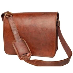 Handmade Men's Genuine Leather Vintage Laptop Messenger Briefcase Bag Satchel - Picture 1 of 17