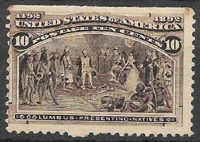 USA 1893 Columbus 10c black brown Scott #237 Mint hinged see scans - Image 1 of 2