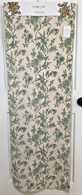 SHABBY CHIC HOME TABLE RUNNER GREEN CREAM 18 X 108 FLORAL BIRDS  NWT - Image 1 of 2