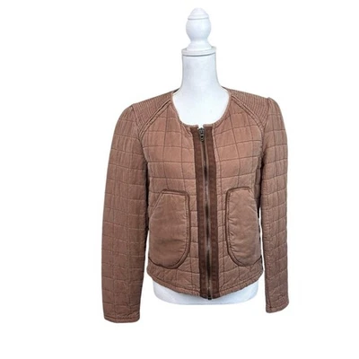 Chaqueta acolchada acolchada marrón en blanco NYC neutra acogedora invierno M Foto 1 de 4