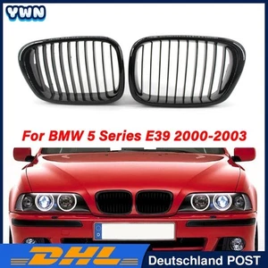 Einzelsteg Nieren Glänz Schwarz Kühlergrill für BMW 5er E39 Touring LCI 00-03 - Bild 1 von 6