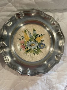 Plato Gmunder Cerámica Austria Floral Vintage Peltre - Imagen 1 de 7
