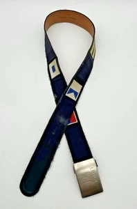 Vintage selten ESCADA Sport Made in Italy Leder bestickt 44" blau Gürtel - LESEN - Bild 1 von 12
