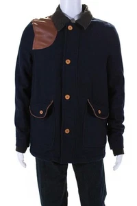 We Are The SuperLative Conspiracy Mens Layered Full Zip Coat Navy Blue Size M - Picture 1 of 9