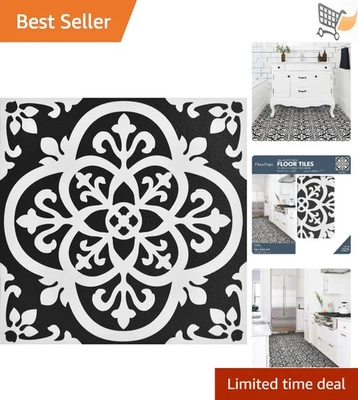 Azulejos de piso de vinilo gótico pelar y pegar 12x12 negros resistentes al agua fácil instalación Foto 1 de 4