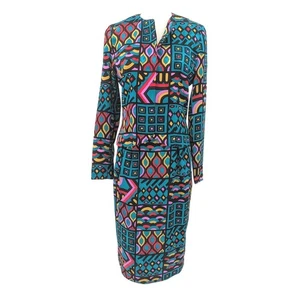 Anne Crimmins Signature Silk Blend Art Print Jacket Skirt Set Geometric Vintage - Picture 1 of 19