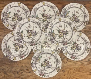 "9 platos de cena florales ALFRED MEAKIN decoración Medway de 10"" color marrón oscuro mariposa" - Imagen 1 de 24