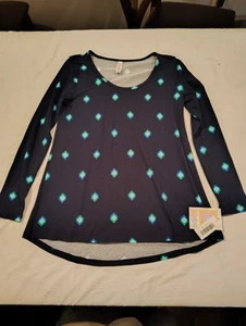 LuLaRoe Lynnae Long Sleeve Shirt Top Size  X Small NWT XS Blue W/ Diamonds NEW - Picture 1 of 5