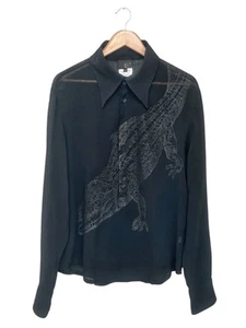Men’s Just Cavalli Shirt Long Sleeve Virgin Wool Sheer Black Animal Print M/L - Picture 1 of 18