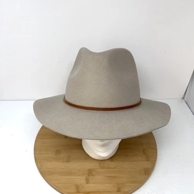 Chapéu Fedora de Feltro Brixton Couro Lã Bronzeado Aba Larga Tamanho Médio (7 1/4, 58cm) - Imagem 1 de 4