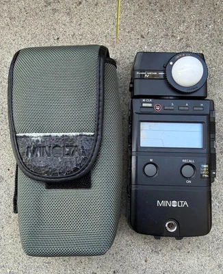 Medidor de flash para cámara Minolta IV con estuche flash inspeccionado y probado funciona LEER Foto 1 de 4