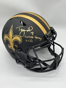 Elmetto replica Taysom Hill New Orleans Saints firmato scritta full size BAS - Foto 1 di 9