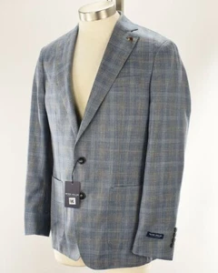 PETER MILLAR Blue Pearl Plaid ANDOVER Wool Silk Linen Blend Sport Coat 44 R NWT - Picture 1 of 2