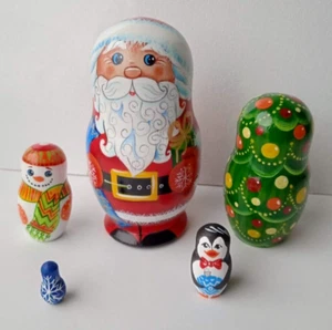 Santa Claus Christmas Nesting dolls Santa Claus doll Xmas gift for kids set of 5 - Picture 1 of 14