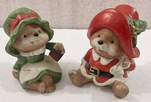 Homco Christmas Bears 2 Figurines 3.5" ceramic - Picture 1 of 4