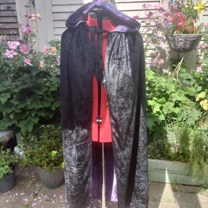 black light weight crushed velvet cloak cape with hood fully lined in purple - Picture 1 of 6