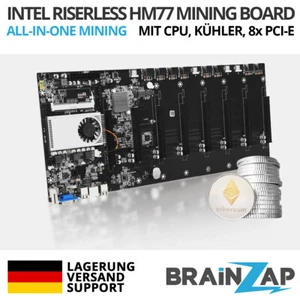 HM77 Mining All-in-One Mainboard 8x PCI-E BTC-T37 Motherboard DDR3 Riserless CPU - Bild 1 von 6