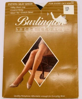 Burlington Sheer Legacy 长黑色 V29 连裤袜透明脚趾控制内裤 — 第 1/2 张图片