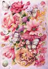 DIY Cross-stitch Embroidery Kit Pink Aurora Bouquet stitching needlepoint