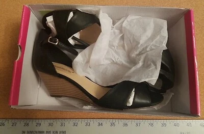 Tacones de cuña Shoedazzle Dayna negros talla 9 nuevos con etiquetas Foto 1 de 4