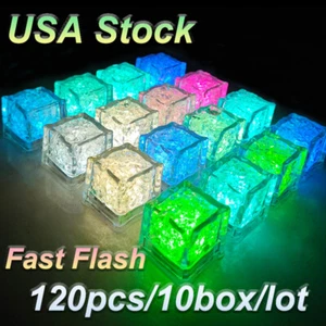 120Pcs Rainbow Flash Color Light Up LED Ice Cubes Party Rave Club Wedding Decor - Picture 1 of 10