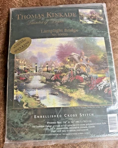 1999 Candamar Thomas Kinkaid Lamplight Bridge Embellished Cross Stitch Kit 50925 - Picture 1 of 5