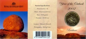 2002 Australia Year of the Outback $1 Coin - Brisbane 'B' Mintmark - Picture 1 of 2