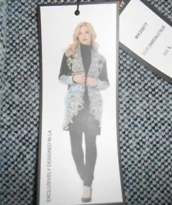 NWT MAX SPORT LA Long Open Front Duster Sweater Cardigan Pockets Womens L $368 - Picture 1 of 11