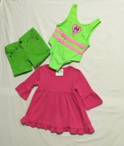 Paquete de verano/lote verde/rosa Lolly Wolly bebé niña talla 18-24 meses 3 piezas - Imagen 1 de 4