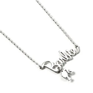 Collana Barbie Argento Sterling con Logo Nome e Ciondolo Silhouette - Foto 1 di 4