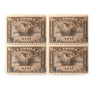 CANADA KGV 1932 Sc C4 Surcharge Overprint MNH Block Airmail Stamps CV$240 - Picture 1 of 3