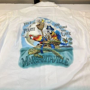 MARGARITAVILLE JIMMY BUFFETT BAR 2005 PIRATE ALOHA HAWAIIAN VACATION SHIRT Sz L  - Picture 1 of 7