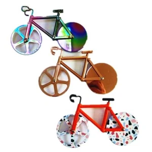Stainless Steel Bicycle Pizza Cutter Bike Dual Slicer Chopper Home Kitchen - Picture 1 of 7