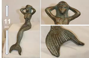 Antik Stil Meerjungfrau Sirene Figur Bücherregal Dekor - massiv Gusseisen N-51 bl - Bild 1 von 7