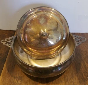 Cazuela vintage Sheffield plateada con tapa 8 pulgadas - Imagen 1 de 19