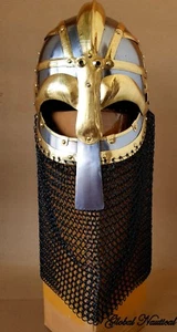 Medieval Nasal Norman Viking Armor Helmet Spectacle Helmet Chainmail Viking Helm - Imagen 1 de 6