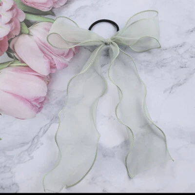 Girl Bow-knot Organza Hairband Hair Scrunchies Soft Gauze Ponytail Tie Hair Rope - Image 1 of 4