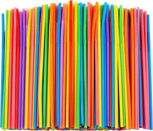 100 Pcs Colorful Extra Long Plastic Drinking Straws Bendable Disposable Straws - Picture 1 of 11