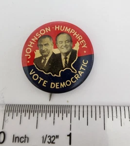 Vintage Johnson Humphrey Vote Democratic Pin Button 1 In Political Pinback - Picture 1 of 2