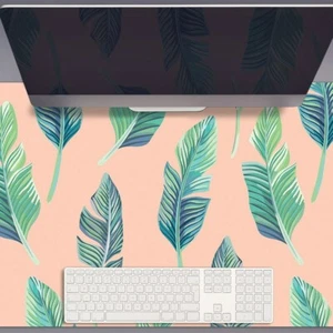 Large Desk Top Mat Pad Protector Office Mouse Keyboard 90x45 Peach leaves - Photo 1/4