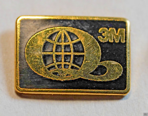 Vintage 3M World Quality "Q" Lapel Pin Gold Tone Pinback Black Enamel