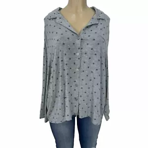 Soma Polka Dot Gray Pajama Shirt Women's XXL Casual Stretch Lounge Knit Tops $67 - Picture 1 of 15