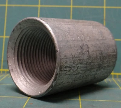 1" x 2" Galvanized Steel Female NPT Threaded Pipe Fitting Coupling  - Image 1 of 4