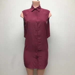 Alexander Wang Womens Shirt Dress Purple Collar Sleeveless Button 100% Silk 2 - Picture 1 of 8