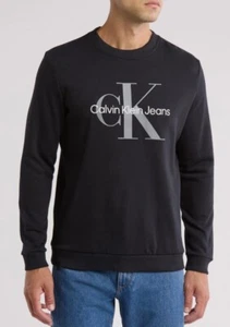Calvin Klein Monogram Fleece Sweatshirt X-Large, BLACK BEAUTY - Picture 1 of 3