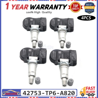 SENSOR DE PRESIÓN DE NEUMÁTICOS TPMS de 4 piezas para Honda Crosstour CRV Accord 42753-TP6-A820 Foto 1 de 4