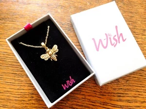 Golden Bee Pendant On 17" (43cm) Gold Colour Chain Necklace With Gift Box - Picture 1 of 8